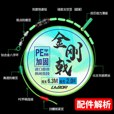 PE连接加固主线组原丝鱼线手工精绑成品套装双芯漂座台钓线组成品