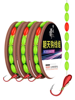 朝天钩七星漂线组绑好主线成品套装传统钓鱼钩鱼线野钓鲫7星浮漂