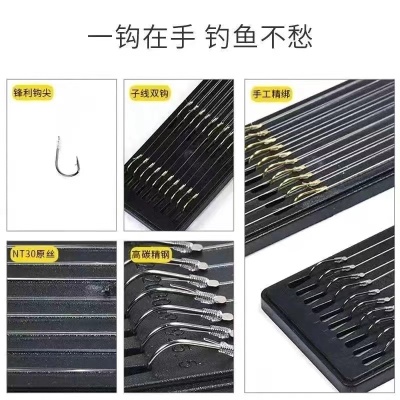 野钓伊豆鱼钩手工精绑好成品子线双钩有倒刺子线鱼钩野钓鲫鱼鲤鱼
