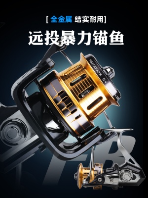 哈斯达全金属纺车轮无间隙海竿锚杆远投海钓10000型防海水鱼线轮